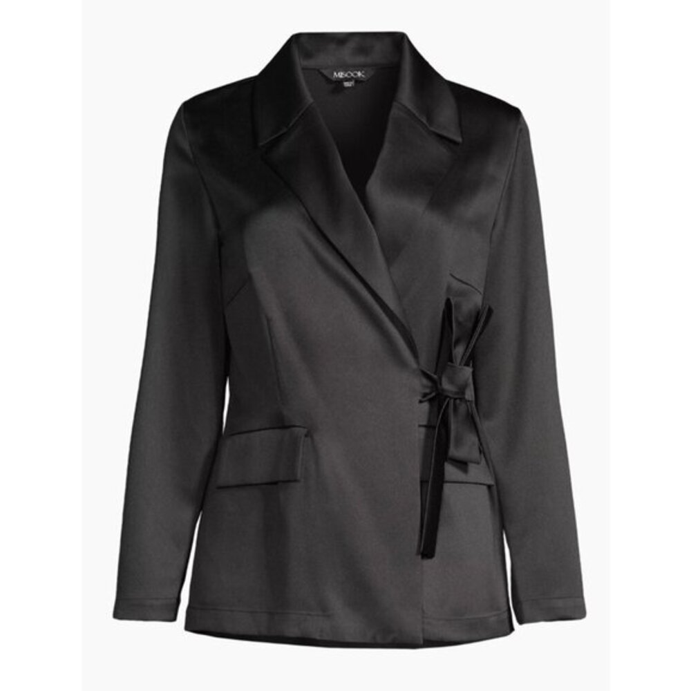 Misook black Crepe Side-Tie Wrap Blazer size XS